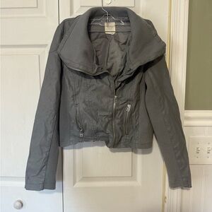 Fitted Grey Biker Jacket